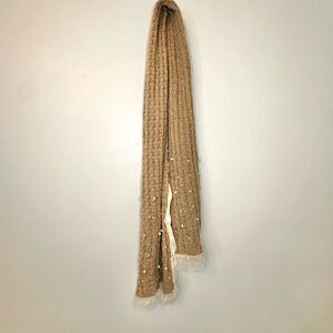 Lady Bug Fashion Crochet Scarf with Pearl & Lace Embellishments